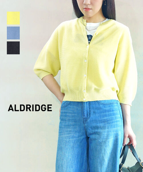 【尖んがり2倍】【2026年春夏新作】アルドリッジ ALDRIDGE ジレー 薄っぺら シアー トップス 長袖 七分袖 羽織り 労働者の一団素っ首 空調設備打つ手 無地 分かりやすい・A151202M-5172601(レディース)