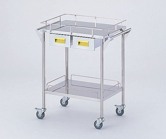ストレージステンレスカート 2段 イエロー (幅600mm/引き出し2個) CHS-2H-Y|越路商会 店