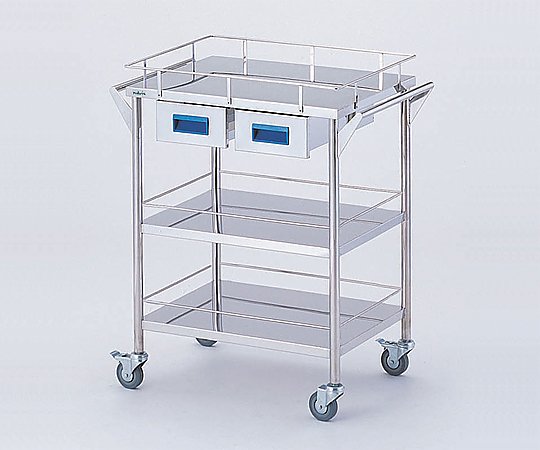 ストレージステンレスカート 3段 ブルー (幅600mm/引き出し2個) CHS-3H|越路商会 店