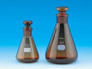 共栓三角フラスコ 茶 100mL 共通22