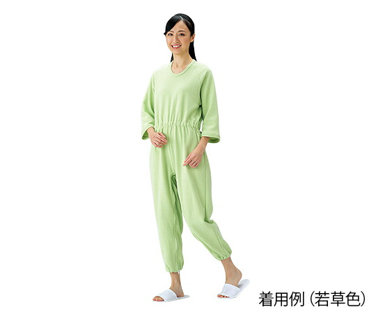 介護寝間着 （繋ぎ印字機） 若草色／L