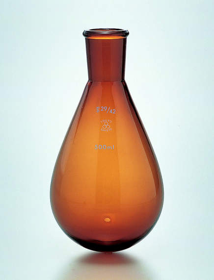 共通摺合せナス型フラスコ 茶色 1000ml 栓24/40｜越路商会　店