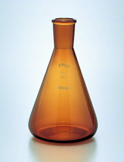 共通摺合せ三角フラスコ 茶色 200ml 栓29/42