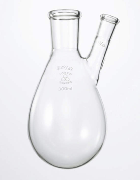 透明摺合せナス型フラスコ 二口 500ml｜越路商会　店