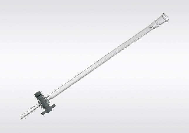 三商 透明摺合せクロマト管 PTFEコック 15×300 19/38