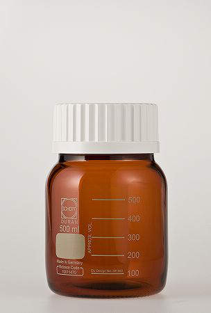 ねじ口瓶広口GLS-80 茶 500ml 白旗がしら付 研究・実験用品-その他