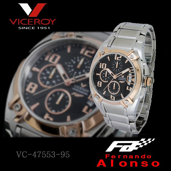 【すぐに使える10％OFFクーポン】VICEROY &フェルナンド・アロンソメンズウォッチ クロノグラフ腕時計 ピンクゴールドVC-47553-95！｜光進shop