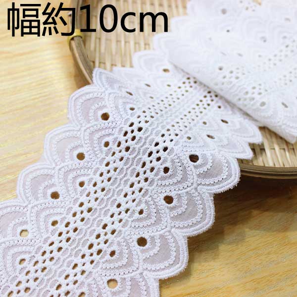 楽天市場】刺繍綿レース☆送料無料☆2m 幅10cm お花の刺繍綿レース