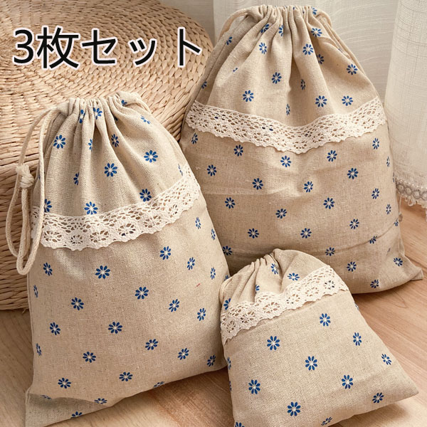 ★3点以上1点690円(税別)★限定送料無料★3枚セット★7柄　巾着袋3点セット　巾着袋　30x22cm　お弁当袋　男の子　18x16cm　お道具入れ　女の子　お弁当袋　巾着バッグ　通学　キッズ　小物入れ　大/中/小　入園入学準備　トラベル　旅行バッグ　コップ袋　35x30cm　通園　人気柄　雑貨　小学校