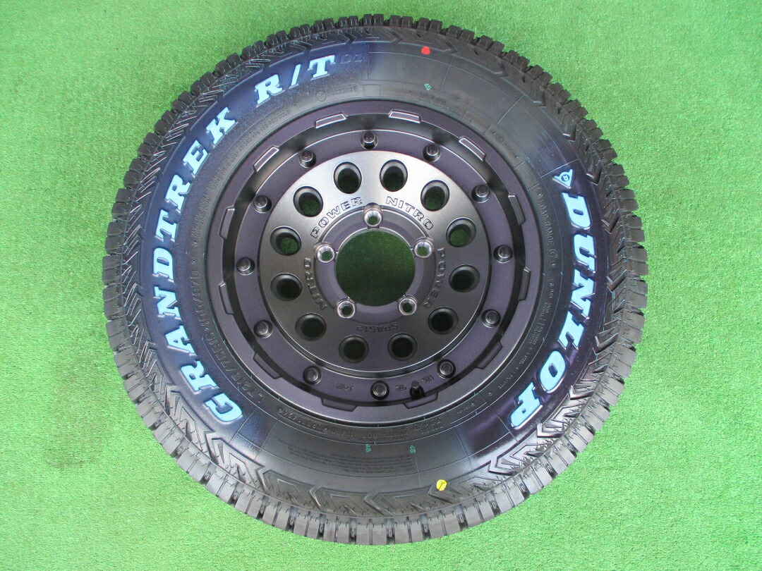 展示未使用品　ジムニーシエラ　ジムニーノマド用　15インチ４本セット！　ナイトロパワー　H12ショットガン　6J-15　5H139.7　-5　LT215/75R15　グラントレックTR01　ホワイトレター付き！｜小杉タイヤ販売