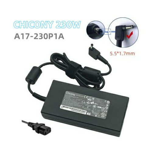 純正新品 Chicony A17-230P1A 19.5V 11.8A 230W ACアダプター A230A033P ACアダプター 230W 5.5*1.7MMコネクタ パソコン電源 For Acer Predator Helios 300 PH315-53 Triton 300 Triton 500 N17C1 N1812 N18W3 N20C1 NITRO 5 AN517-41用 PC電源供給 電源ケーブル付属画像