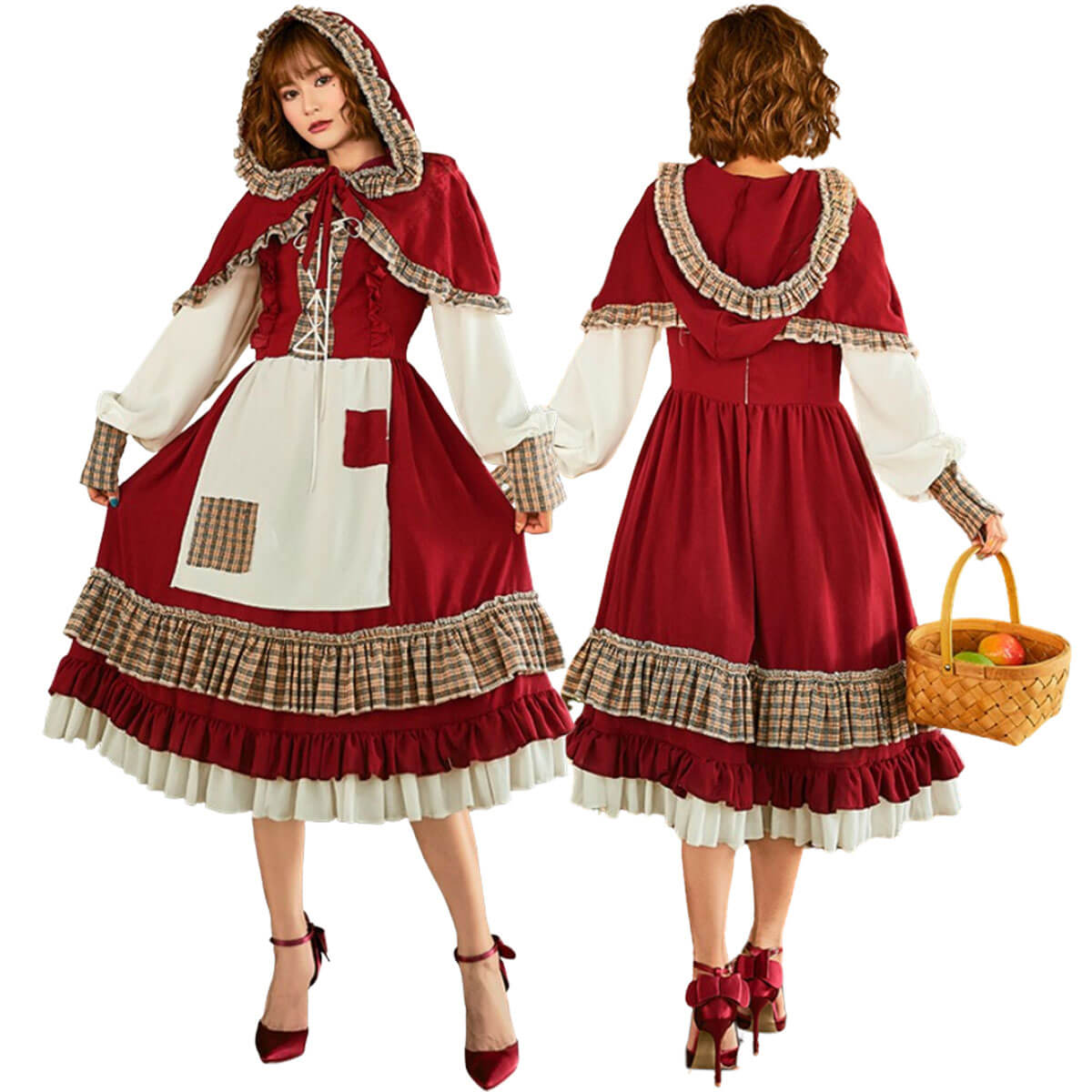 赤ずきん コスプレ ハロウィン 仮装 レディース 女性 大人 あかずきん コスチューム ハロウィーン 衣装 Halloween コス 赤ずきん ワンピース 本格 高品質【全国送料無料・最強配送即納】