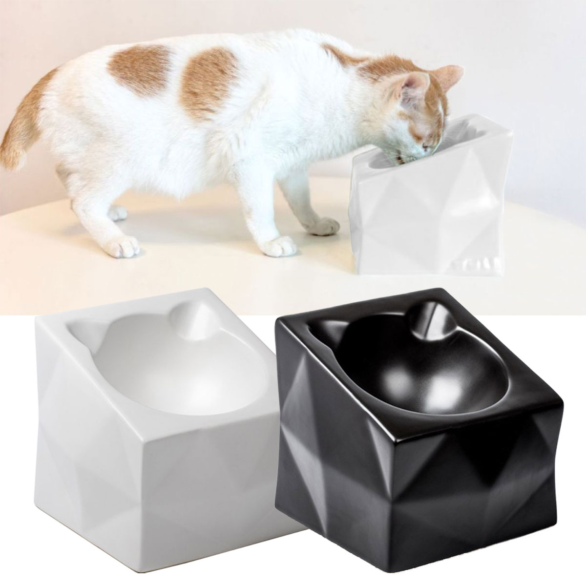 楽天市場 猫 食器 陶器 フードボウル 食べやすい 猫用 ねこ 食事 皿 傾き 子猫 餌入れ 器 食器台 ペット食器 おしゃれ いいひ 楽天市場店