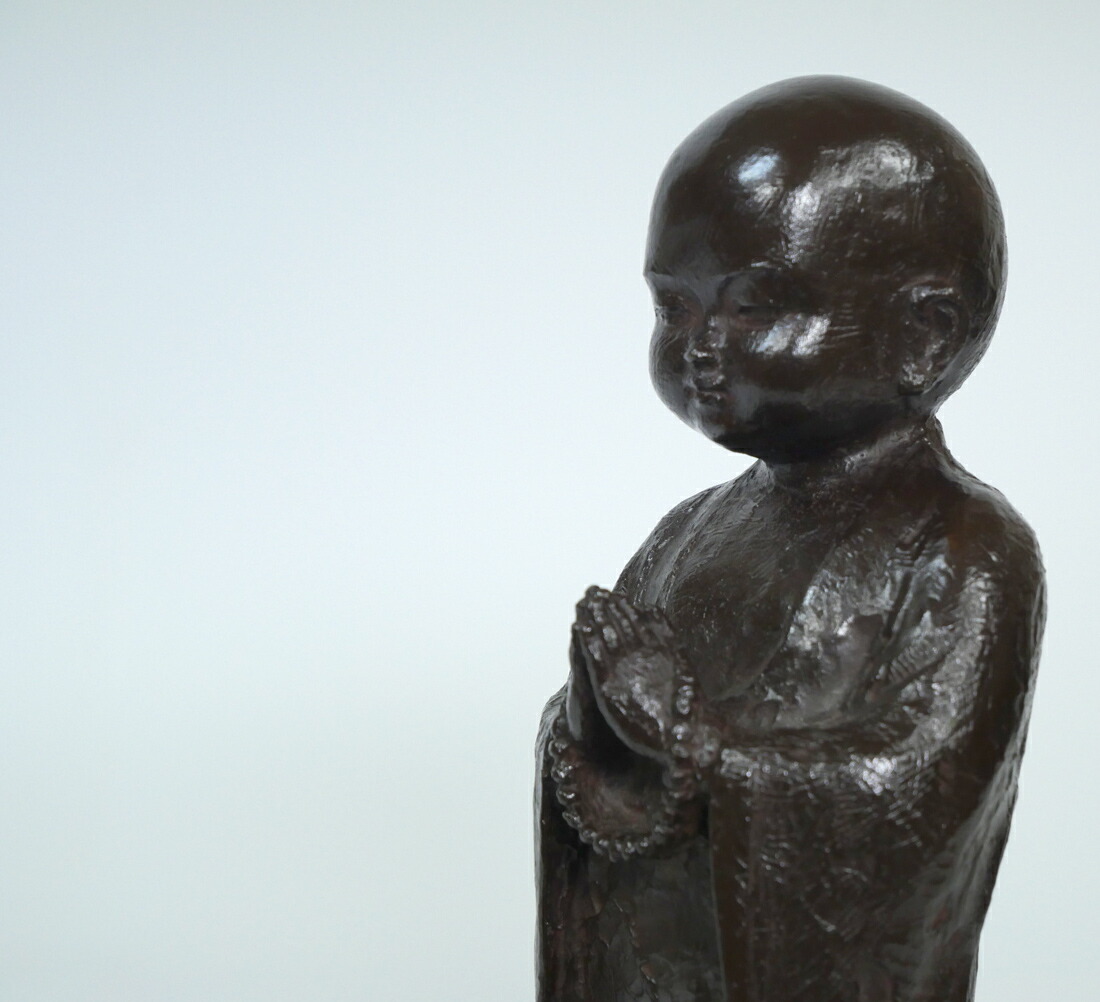 友沢　正彦「合掌地蔵　祈り」ブロンズ作品　彫刻家　元新構造社展会員　全国の寺社へ彫像を奉納　小竹美術　真作保証