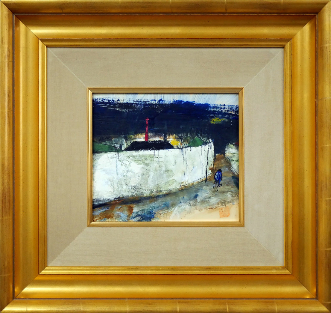 楽天市場】絵画 渡辺正治 油絵・油彩画 『水上の館』 城 建造物 森 湖