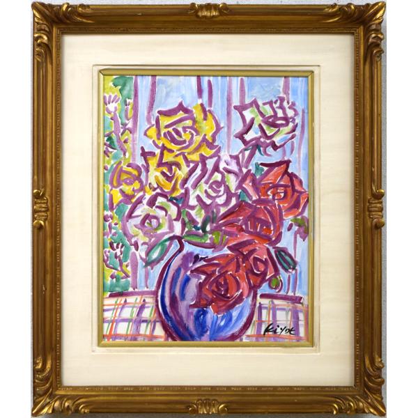 Sale【ART】野村正昭真筆(薔薇)4号 野村正明 「 薔薇 」 油絵 ・ 油彩画 F4 ( 4号 ) 絵画 洋画 肉筆