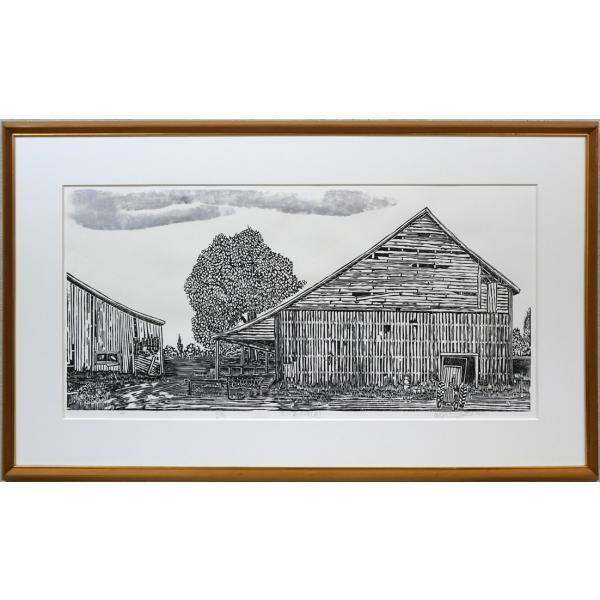 西田忠重木版画作品「峠」74/100 　落款有 西田忠重木版画作品「峠」74/100 落款有 富士山の絵を木版画