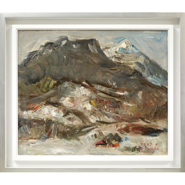 砂田　友治「雪の藻岩山」油絵・F8号 独立美術協会会員 全道展会員 北海道文化賞受賞 苫小牧出身 小竹美術 真作保証｜小竹美術店