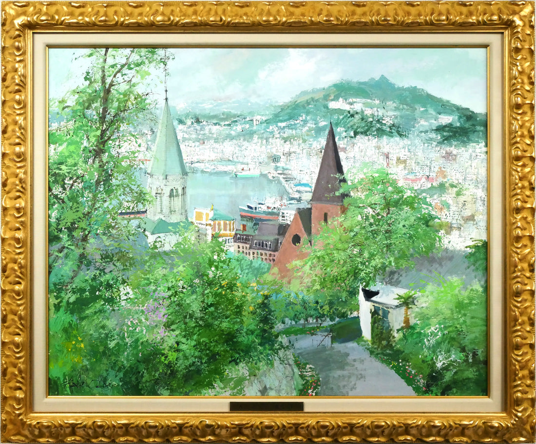 小田切 訓「長崎(大浦天主堂)」油絵・F30号 全国百貨店個展多数 「一枚の繪」でも活躍 北海道雄武町出身 小竹美術 真作保証|小竹美術店