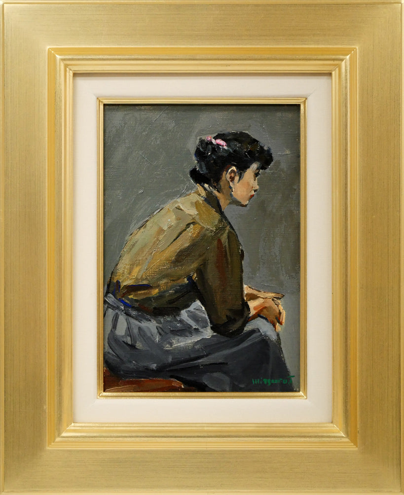 豊田　満「ピンクのリボン」油絵・SM　道展会員　日展入選　元一水会会員　朝日カルチャーセンター油絵講師　小竹美術　真作保証 16,942円