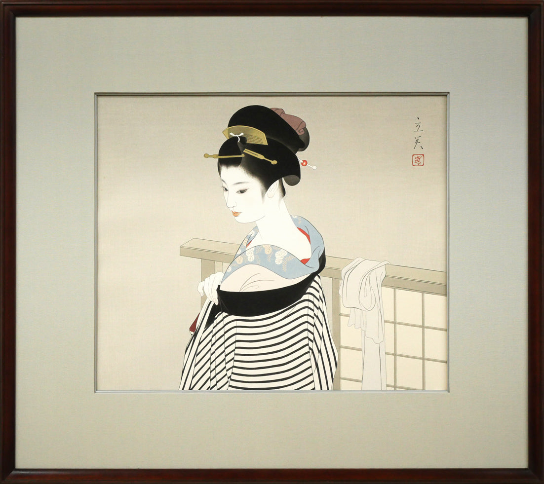 志村　立美「仕度」木版画・限定品　美人画の巨匠　挿絵界の三羽烏の一人　出版美術家連盟会長　版元・悠々洞　小竹美術　真作保証