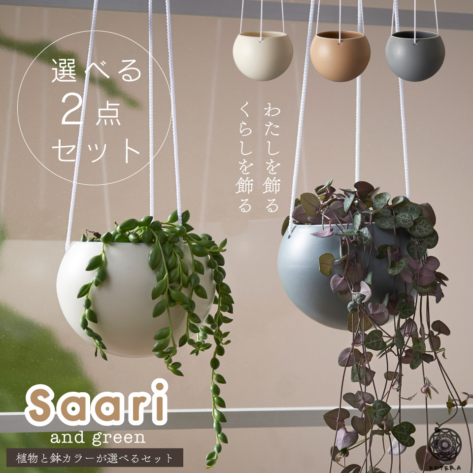 楽天市場 観葉植物 多肉植物 Saari 2点セット 鉢 カバー 吊り 下げ おしゃれ ハンギングプランター ハートカズラ 吊り下げ ミニ セット 土 小さい 北欧 インテリア 開店祝 新築祝 引っ越し祝 育てやすい 壁掛け かわいい ミニ観葉植物 コテラ 母の日 Koteraグリーン