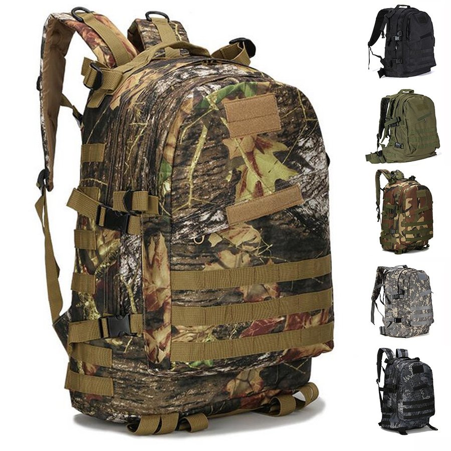 55L バックパック 大容量 ミリタリー リュック 600D 撥水 耐久 メンズ レディース 登山 旅行 アウトドア 多収納 MOLLE システム 迷彩 ブラック カーキ ACU CP PC収納 防災 サバゲー 腰ベルト 胸ベルト 通気 背面パッド