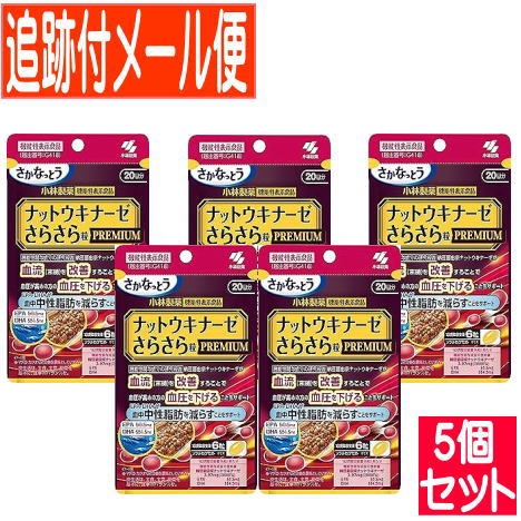 【5個セット】ナットウキナーゼ　さらさら粒プレミアム+中性脂肪　20日分（120粒入）小林製薬サプリ【メール便送料無料/5個セット】