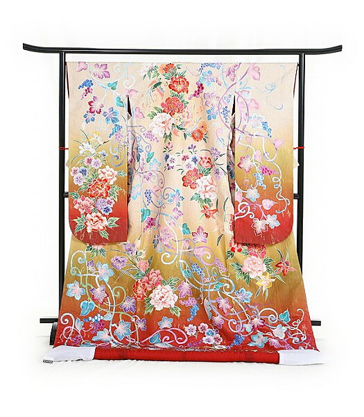 楽天市場】【色打掛】u013 清青鼠暈し花刺繍十二単衣風（打掛