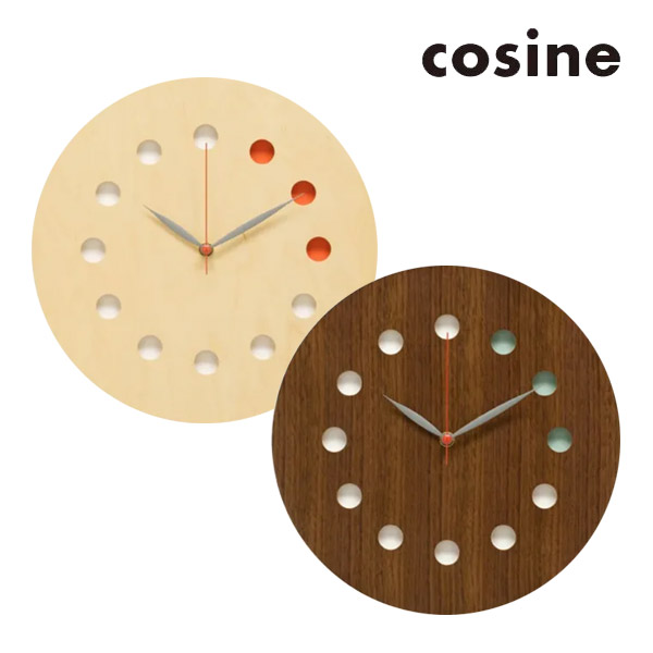 北欧 インテリア 雑貨 cosine コサイン 【掛時計】 丸い時計 壁掛け時計 CW-01CM CW-01CW メープル ウォルナット 茶色 ブラウン ナチュラル 木製 天然木 日本製 シンプル おしゃれ 子供部屋 キッチン リビング