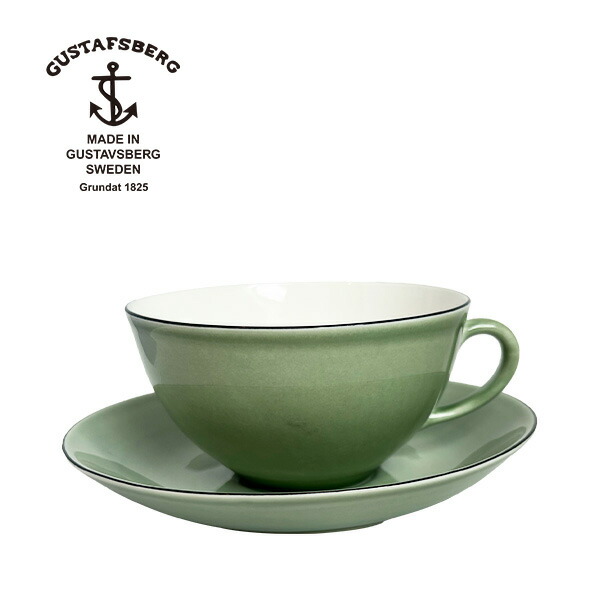 北欧 インテリア 雑貨 GUSTAFSBERG (グスタフスベリ) NATUR ティーカップ＆ソーサー グリーン / グリーン 北欧食器 ヴィンテージ
