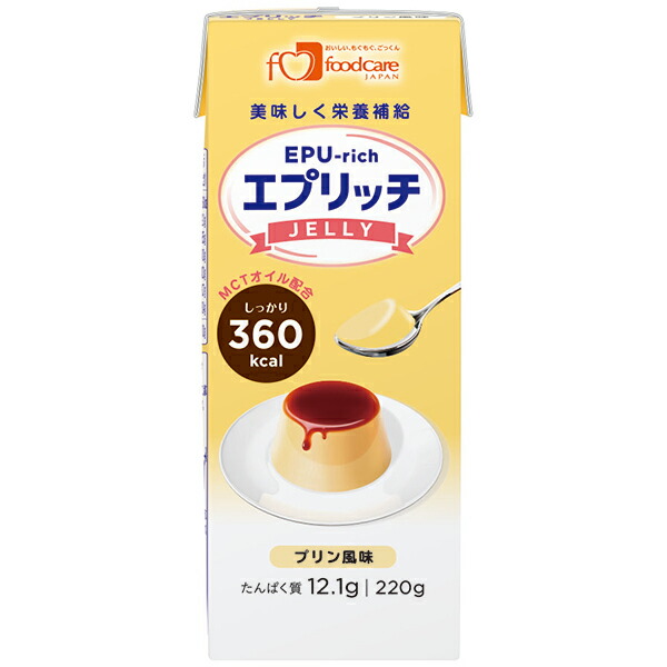 【本日ポイント4倍相当】株式会社フードケア　エプリッチゼリー プリン風味　220g&times;48個セット＜エネルギー、たんぱく質が補給できるゼリー＞【JAPITALFOODS】｜神戸たんぽぽ薬房