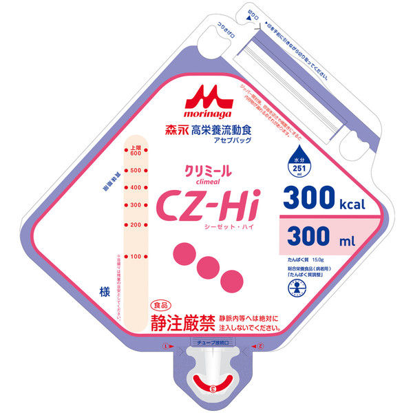 株式会社クリニコ森永 高栄養分流れ食クリ食用粉(Climeal)CZ-Hi(シーゼットハイ)アセプバッグ300キロカロリー/300ml×20個入［品番：641846］【取り入れる栄養分食料雑貨類(病人用)タンパク質自然調整】【たんぽぽ薬房】（送りとどけるまで7～14議事日程・取り止める不可） 介護用品-流動食-医薬品・コンタクト・介護