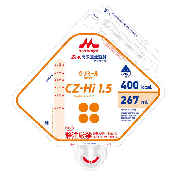 【本日ポイント4倍相当】株式会社クリニコ 森永　高栄養流動食 クリミール(Climeal)CZ-Hi1.5(シーゼットハイ)アセプバッグ 300kcal/200ml×20個入 ［品番：642566］【栄養機能食品（亜鉛・銅）】 【たんぽぽ薬房】（発送まで7～14日程・キャンセル不可）