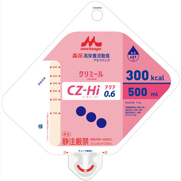 株式会社クリニコ森永 高栄養分流れ食クリ食用粉(Climeal)CZ-Hi(シーゼットハイ)アクア0.6アセプバッグ 300キロカロリー/500ml×16個［品番：643338］【栄養分役立つこと食料雑貨類（ジンク・銅）】【たんぽぽ薬房】【YP】（送りとどけるまで7～14議事日程・取り止める不可） 医薬品・コンタクト・介護-流動食