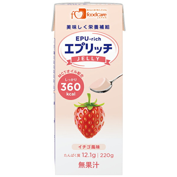 株式会社フードケア エプリッチゼリー イチゴ風味 220g×24個セット エネルギー たんぱく質が補給できるゼリー 50%OFF!