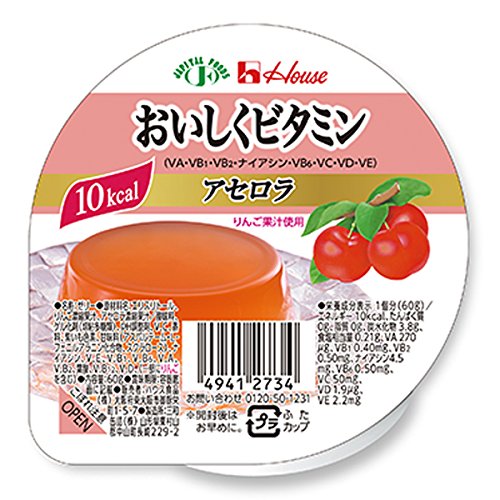【3％OFFクーポン 4/4 20:00～4/10 01:59迄】【送料無料】【お任せおまけ付き♪】 【IK】ハウス食品株式会社 おいしくビタミン　アセロラ風味　60g×60個セット ＜低カロリーゼリー＞【JAPITALFOODS】 （発送に6-10日かかります) (キャンセル不可）【△】