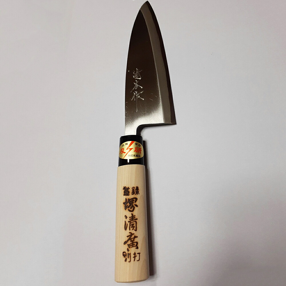【本日ポイント4倍相当】【メーカー直送品(代引き不可)・送料無料】仁村金物店　手打高級品　堺清廣　別打ち　出刃包丁（磨き、鋼（ハガネ）付き）大きな魚用［片刃165mm］1本【箱付】【名入れ無料サービス対象商品(要4-5日)】｜神戸たんぽぽ薬房