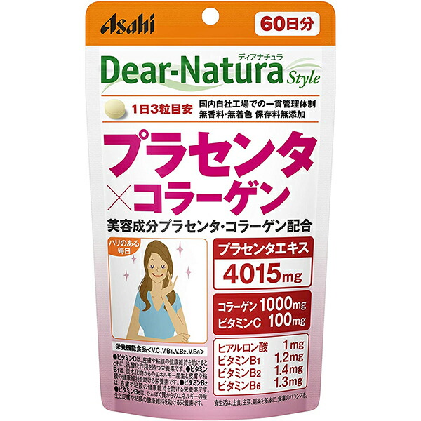 市場 本日ポイント4倍相当 ディアナチュラＳプラセンタ×コラーゲン 株 アサヒグループ食品 送料無料