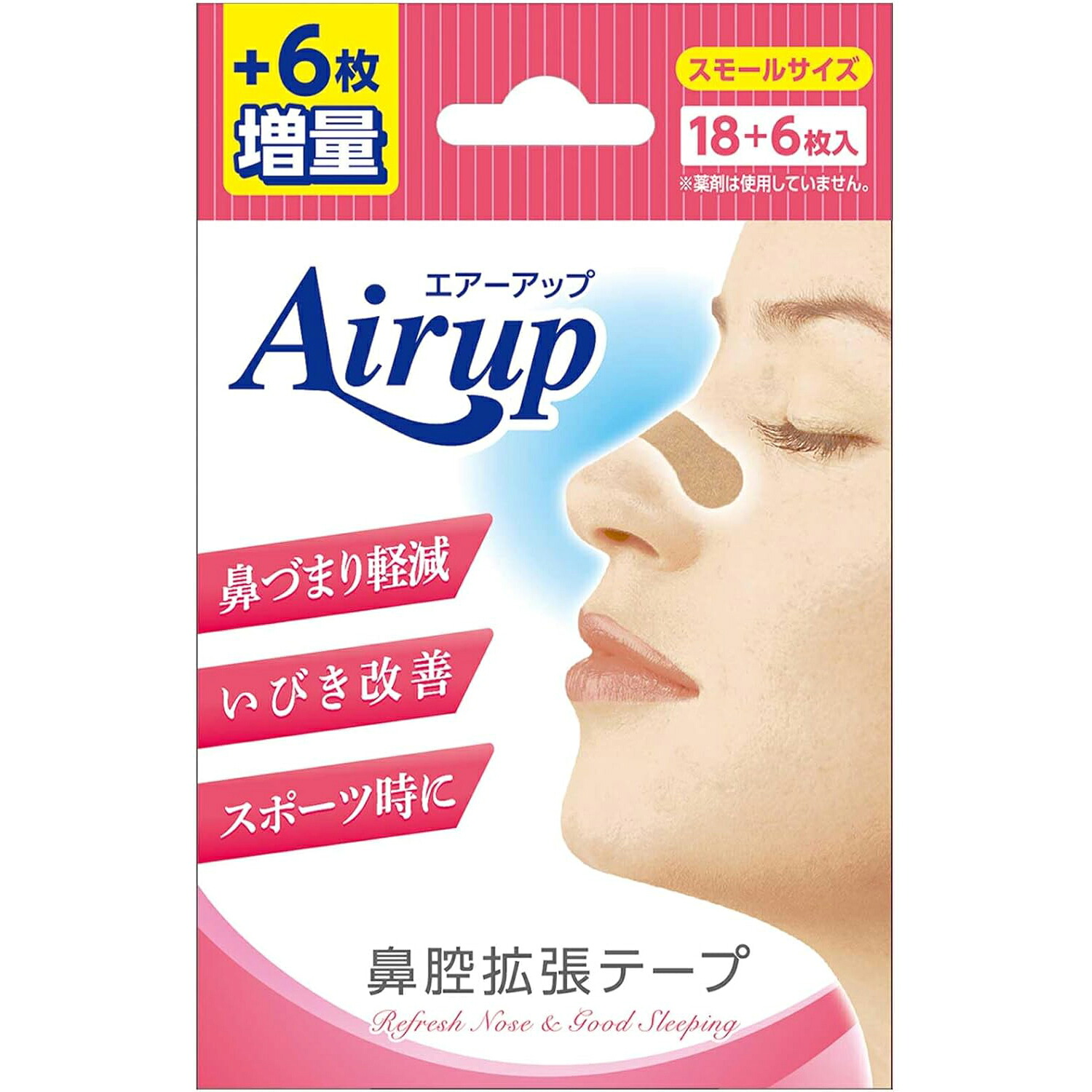 【36個】【☆】【貨物輸送無料】【お任せおまけ付き添い人♪】日進医療器株式会社 大気圏引き上げる スモール大きさ 色ざし 24枚（18枚+継続期間押さえる！6枚引き揚げ）入×36箱仕掛ける＜いびき押しとどめる＞＜鼻腔押しひろげる磁気テープ＞【押さえる：日進医療器標本付】【△】