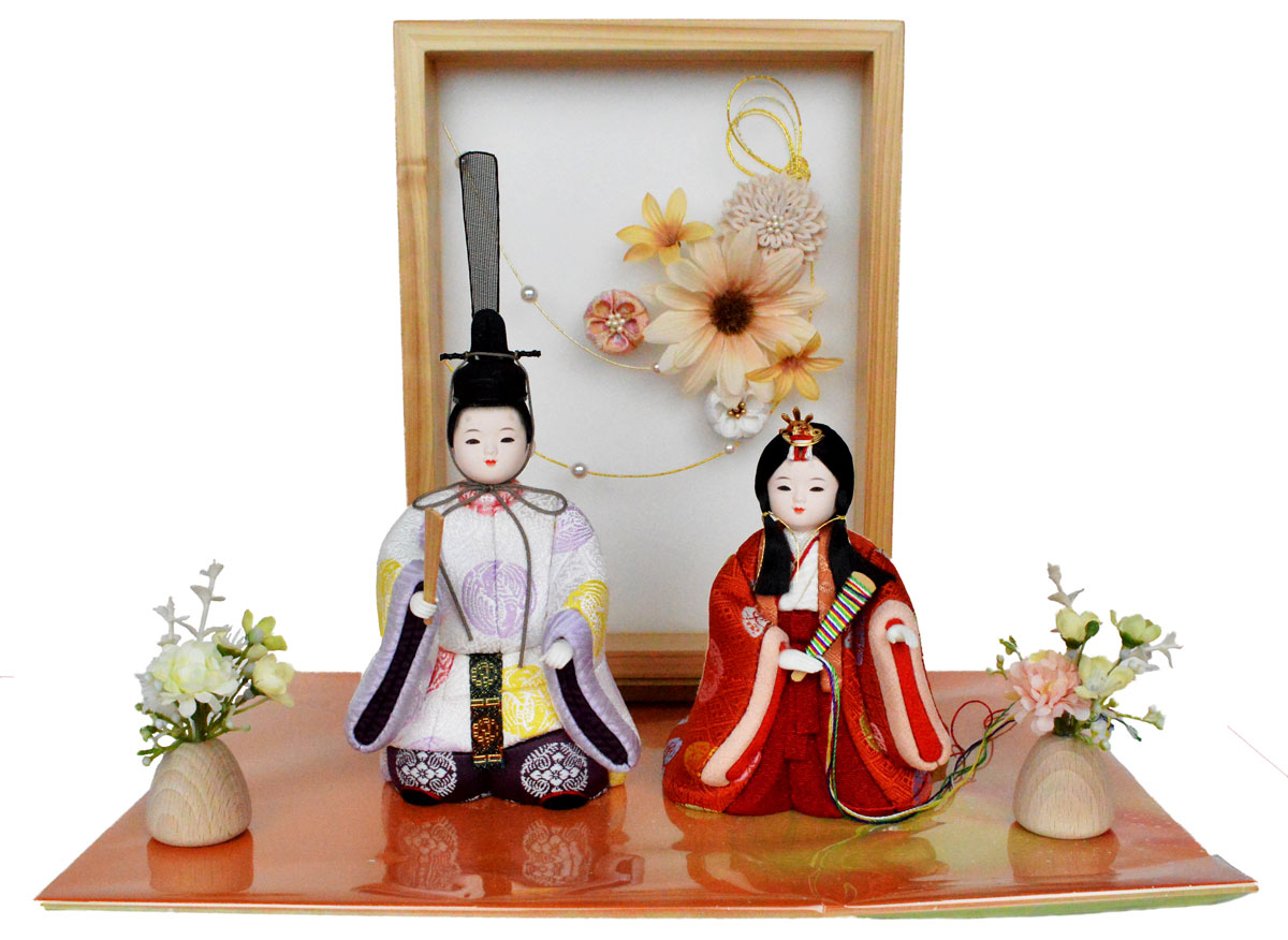 【ひな人形】木目込み親王飾り【北寿】T3-34 春日-花結木目込み:小倉草園 作 ※かわいらしい立ち姿の木目込み人形※サービス品付き|人形工房 北寿