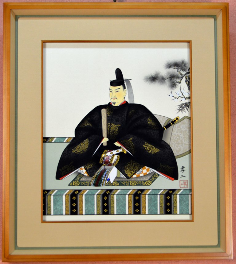 天神様　額装Ｆ10号『菅原道真公』渡辺 孝二（わたなべ こうじ）画伯※和額※壁掛け用フック・ワイヤー付き｜人形工房　北寿
