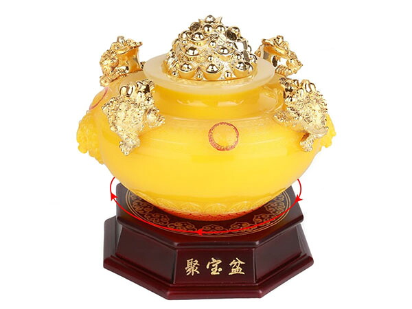 開運グッズ 聚宝盆|トレジャー鉢|三脚カエル置物|樹脂製カエル置物|風水グッズ|置物|財運アップ|開運|風水|銭蛙|インテリア|送料無料|幸福の石