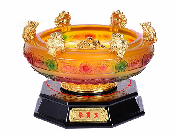 新年 開運グッズ|聚宝盆|トレジャー鉢|三脚カエル置物|樹脂製金運置物|風水グッズ|開運置物|財運アップ|風水八卦|風水縁起物|北斗七星陣|インテリア|送料無料