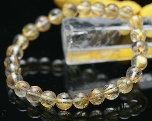 天然石 ゴールドルチルクォーツ 腕輪金針石英 腕輪 ルチルクォーツ 力強さ石ころ ゴールドルチルクォーツ 腕輪 金針石英 貨物輸送無料｜