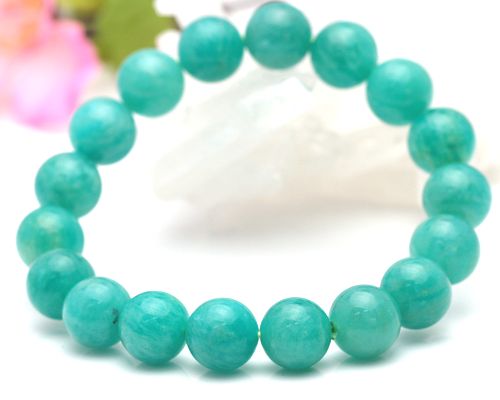 天然石 AAAA アマゾナイト 腕輪 アマゾナイト 大玉 11粍腕輪 天然石 腕輪 力強さ石ころ 腕輪 付属品