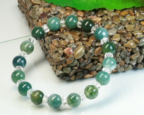 楽天市場】高ランク 天然石 モスアゲート ブレスレット バングル 苔