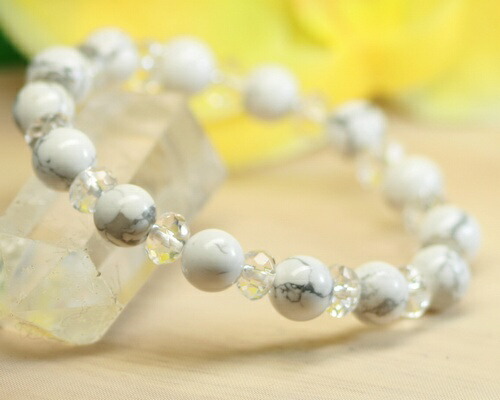 楽天市場】マグネサイト(ホワイトハウライト) 6mm ブレスレット 天然石