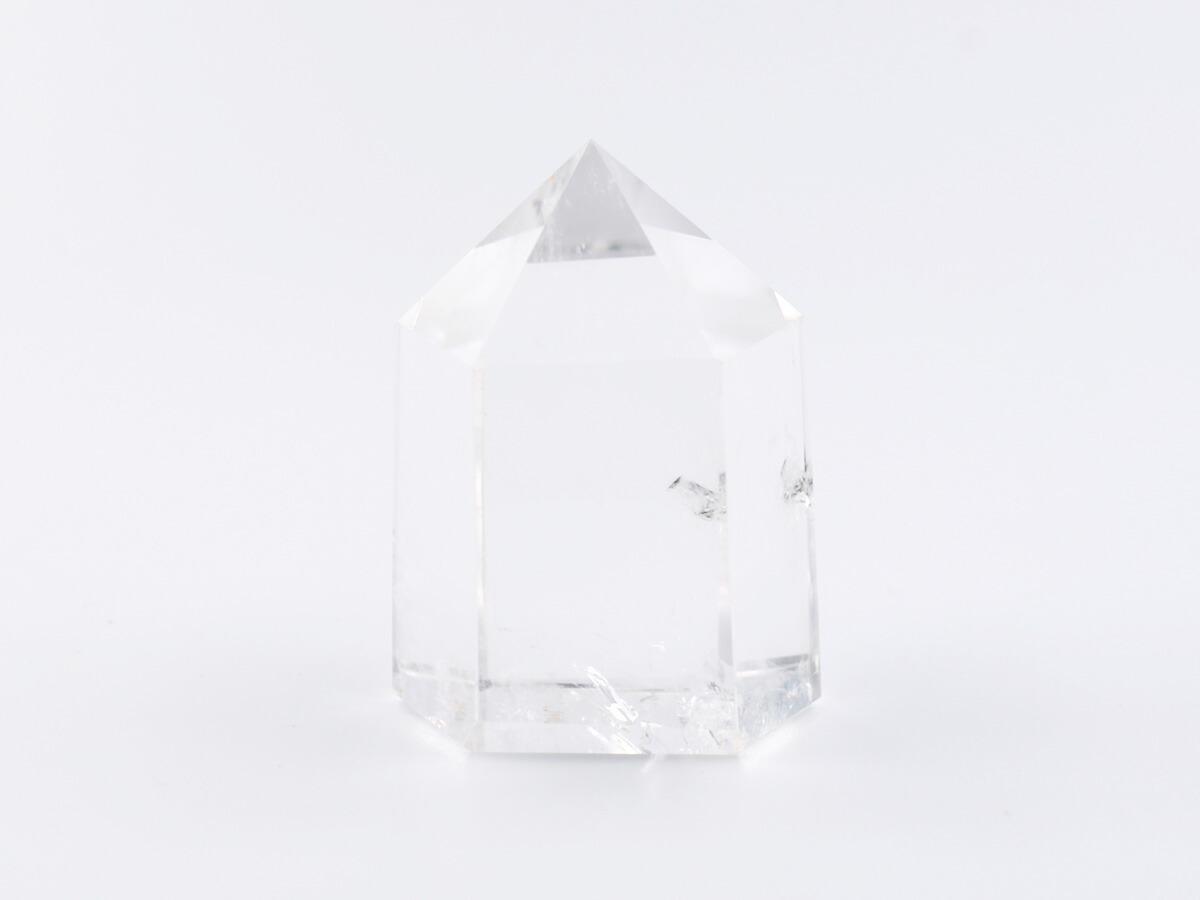 楽天市場】水晶 ポイント ブラックトルマリン入り 置物 六角柱 透明