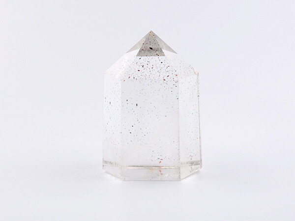 楽天市場】水晶 ポイント ブラックトルマリン入り 置物 六角柱 透明